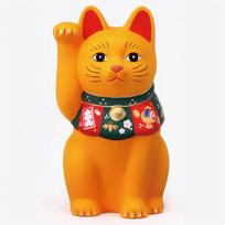 Yakushigama Laimės talismanas Laimės talismanas Maneki-neko (Didelis, Geltonas) - (Įskaitant lipduką) geltona