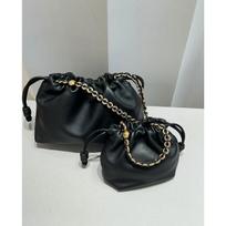 Luo's new soft cowhide flamenc * purse cloud bag lucky bag new Chinese shoulder messenger bag small size with chain blank: 20*18*7cm juoda