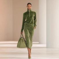 2026 Leopard Print Stand Collar Sporty Women's Two-Piece Set: Long Sleeve Top & Skirt for Autumn/Winter XXXL žalia