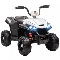 Elektrinis Vaikiškas Keturratis 12V | 4 Ratų Pakaba, MP3 Grotuvas, Žibintas, Priekinė ir Atbulinė Pavara, 3-5 Metų Vaikams, 5 km/val., Baltas