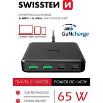 Swissten Desktop GaN Charger 2x USB-C /  2x USB / 65W 22057100