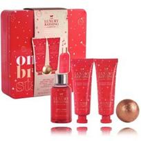 The Luxury Bathing Company Praline & Vanilla rinkinys kūnui (kremas 50 ml. + kremas 50 ml. + gelis 50 ml. + vonios bomba 25 g.) - 1 vnt.