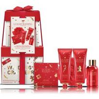 The Luxury Bathing Company Fig & Cranberry rinkinys (prausiklis 50 ml. + kremas 50 ml. + rankų kremas 50 ml. + kempinė + perlai 80 g.) - 1 vnt.