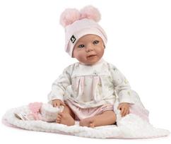 Guca lėlė kūdikis Nieves su marškinėliais, kepurėle su bumbuliukais, čiulptuku ir pleduku, 38 cm