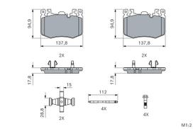 BOSCH Stabdžių kaladėlių komplektas Brake pad set 0 986 460 215