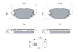 BOSCH Stabdžių kaladėlių komplektas Brake pad set 0 986 460 216