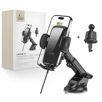 Tech-Protect CM15W-V1 automobilinis telefono laikiklis su 15W indukciniu įkrovikliu prietaisų skydui/oro angai - juodas