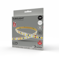 Šviesos diodų juosta EUROLIGHT Toronto, LED 5 m, 8 W / m, IP65, 4000K, 24V, 640 lm / m, 8mm pločio,