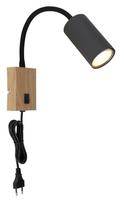 Kryptinis šviestuvas GLOBO Robby, GU10, 1x25W, 230V, su jung., 1,5 m laidas, metalinis, matinės juod