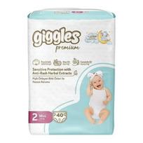 GIGGLES sauskelnės Premium Twin Mini, 2 dydis, 3-6 kg, 40 vnt.