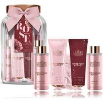 The Luxury Bathing Company Rose & Peony rinkinys kūnui (kremas 50 ml. + kremas 50 ml. + putos 100 ml. + prausiklis 100 ml. + kempinė) - 1 vnt.
