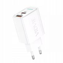 VIDVIE 33W USB-C ir 18W USB-A 2 viename baltas universalus greitasis sieninis įkroviklis