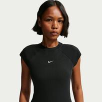 Nike Sportswear Chill Knit Women's Tight Short-Sleeve Ribbed Top Black/ Sail - Dydis XS (IF0242-010 Marškinėliai)