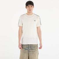 FRED PERRY Contrast Tape Ringer T-Shirt Ecru/ Navy - Dydis S (M4613 28B Marškinėliai)