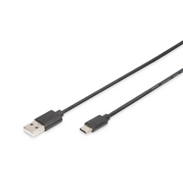 USB-C laidas Digitus AK-300154-010-S USB-C (24 pin) į USB-A (4 pin) 1 m juodas