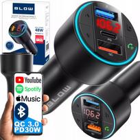 FM siųstuvas su įkrovikliu Bluetooth QC3.0