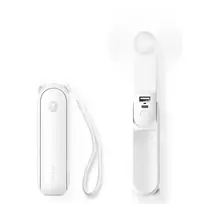 Jisulife Handheld Fan Life8 Plus Portable USB Fan with Power Bank Function, 4500mAh, and Flashlight – White