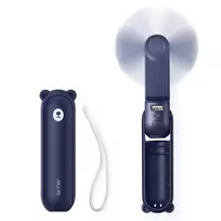 Jisulife Handheld Fan Life8 Mini Portable USB Fan with Power Bank Function, 2000mAh, and Flashlight – Blue