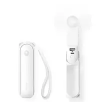 Jisulife Handheld Fan Life8 Mini Portable USB Fan with 2000mAh Power Bank and Flashlight – White