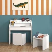 Book Nook Montessori komplektas Snow– vaikiškas stalas su dviem kėdėmis