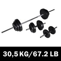 Štangos ir 2 hantelių rinkinys 305 kg