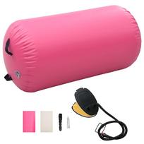 Gimnastikos ritinys su pompa rožinis 120x75cm PVC