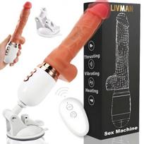Sekso mašina LIVMAN GM-304 su tikrovišku vibratoriumi, 10 vibracijų ir 3 teleskopiniais režimais, šildymo funkcija ir nuotolinio valdymo pultu