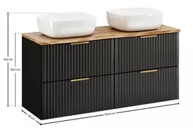 Vonios spintelė su praustuvais SMILE SET- ADB-B- NAT WOTAN 120 cm