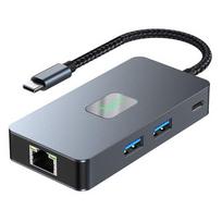 7in1 USB C adapteris su HDMI, USB, SD/TF, RJ45, PD (Grafito spalva)