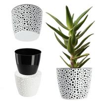 Juoda plastikinė apvali vazoninė gėlių dėžutė 21cm