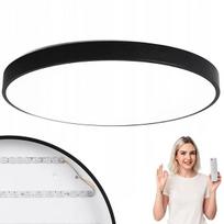 Galingas juodas apvalus 60 cm LED lubų šviestuvas – panelė su pulteliu