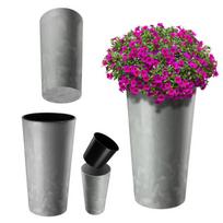 Gėlių vazonas su įdėklu 26cm, pilkas, betono imitacija