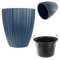 Mėlyna plastikinė gėlių vazonas su įdėklu, 30cm