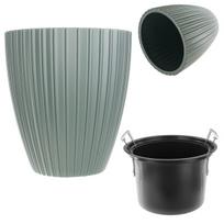 Žalia gėlių vazonas 30cm su įdėklu, plastikinė