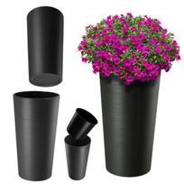 Juoda plastikinė gėlių vazonas su įdėklu 36cm
