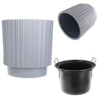 Gėlių vazonas su įdėklu 40cm, pilkas plastikas