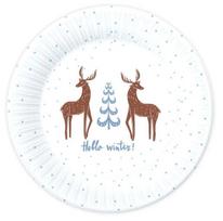 Kalėdinės popierinės lėkštės Labas, žiema, 6 vnt., 18 cm