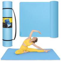 Gimnastikos, jogos, treniruočių kilimėlis 4FIZJO, 200 x 125 cm, 2 cm, mėlynas, TPE, neslystantis, fitness kilimėlis, yoga mat, treniruotėms, pratimams