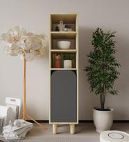 Knygų lentyna Hanah Home Parma 1 safyrinio ąžuolo antracito, moderni, su durimis
