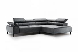 Kampinė sofa-lova Bogart Taloria L moderni pilkos spalvos, lengvai valomas gobelenas, miegamoji dalis 190x220