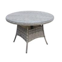 Apvalus lauko stalas Home4You TRENTO, šviesiai pilkas sintetinis ratanas, 110×73 cm