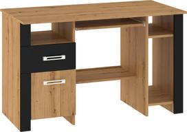 Rašomasis stalas Meblocross Hugo HUG-01 Ąžuolas Artisan / Juodas su stalčių saugykla