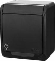 Hermes vieno lizdo jungiklis 2p+z Schuko juodas