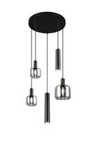 Trio Mataro 5-punktowa pakabinama lempa, Ø40 cm, juoda, metalas/stiklas