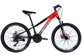 Vaikiškas dviratis Mars 24″, 120–150 cm, 21 pavara, Juoda/Raudona