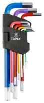 Topex šešiakampiai raktai 1.5-10 mm, spalvoti, 9 vnt. rinkinys