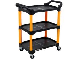 Namų garažo ir dirbtuvių vežimėlis su 3 lentynomis ir dviem ergonomiškomis rankenomis tvirta kompozitinė konstrukcija 4 ratai 120 kg 96.5×81×43.5 cm 81863 VOREL