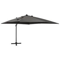 Gembinis skėtis su stulpu ir LED lemputėmis vidaXL, 300 cm, pilkas