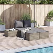 Saulės gultas vidaXL dvivietis modelis „Double Seat“ + rudas rotangas + pagalvėlės