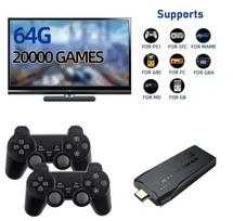 Kompiuterinis žaidimas Kompiuterinis žaidimas Vaizdo žaidimų konsolė TV HD Game Stick 64GB 20000 retro žaidimai, skirti GBA/MAME/SEGA Everdrive Išsaugoti/Ieškoti/Pridėti vaikams Dovana, 64g-2P